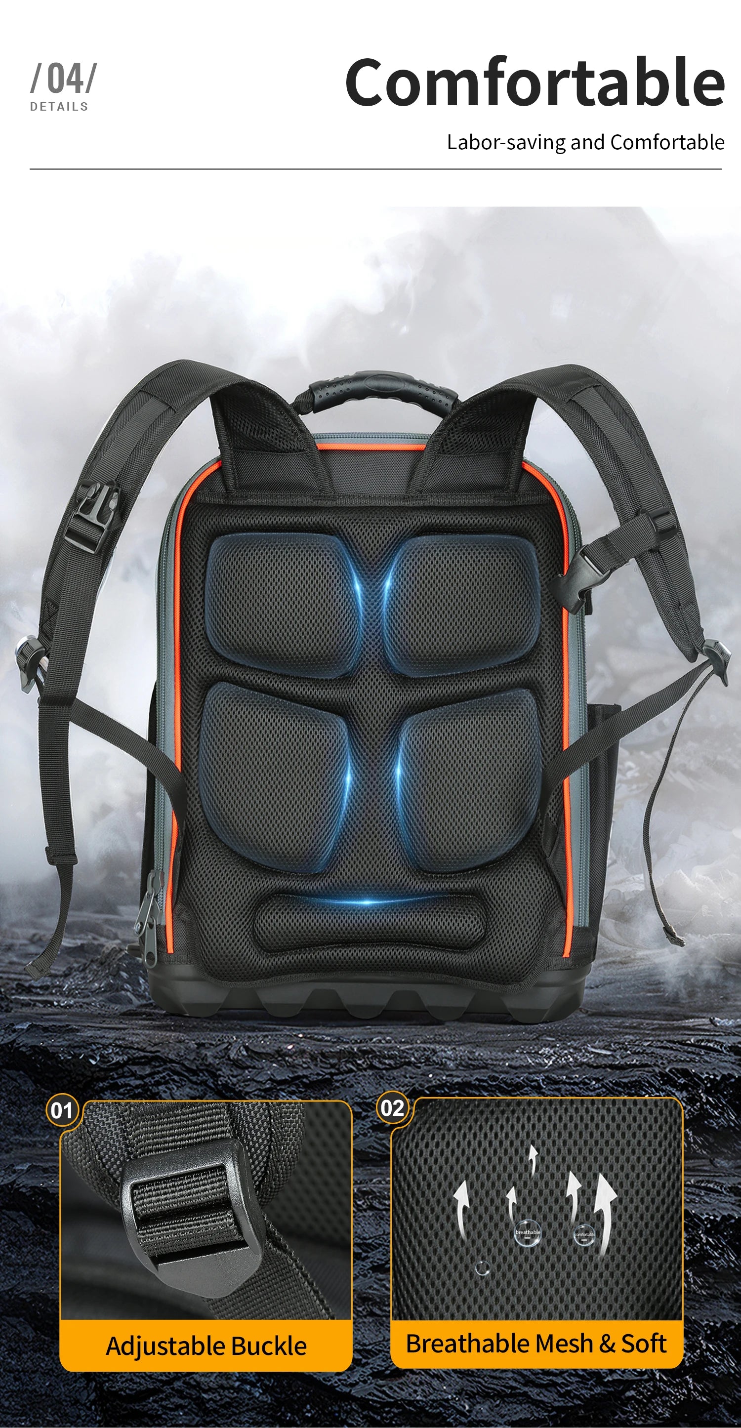 CowLost | product_id-heavy-duty-tool-backpack-with-laptop-compartment-molded-base-1680d-oxford-multiple-pockets |11