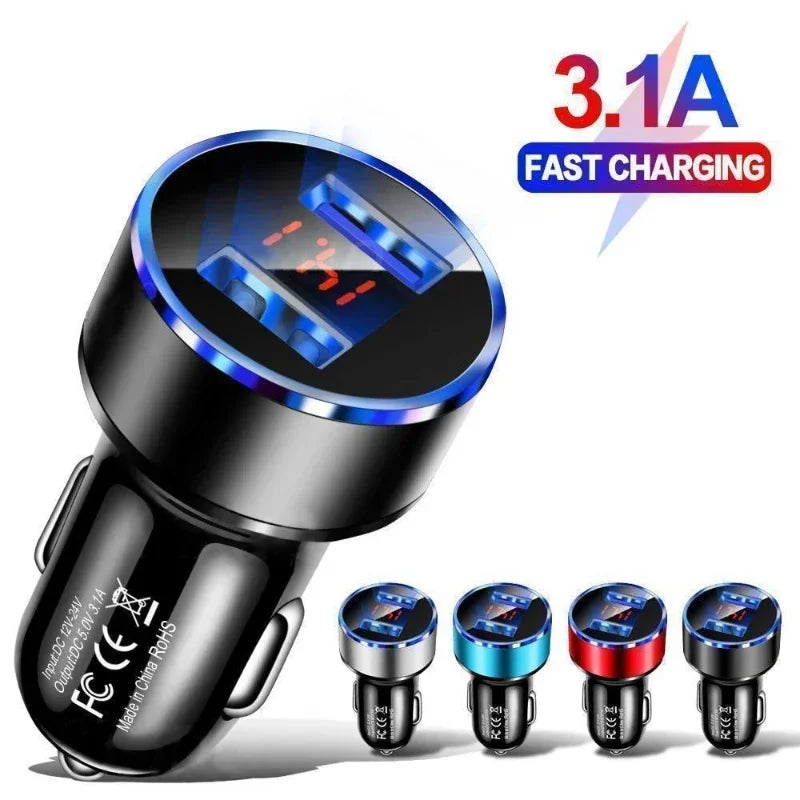 CowLost | vehicle-parts-accessories-led-usb-car-charger-with-2-ports-and-led-display |1