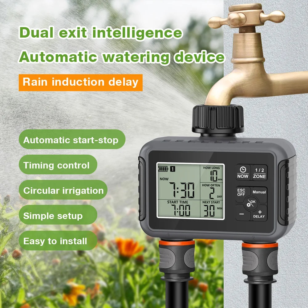 Automatic 1/2/3-Outlet Water Timer with Timing Control for Outdoor Sprinkler