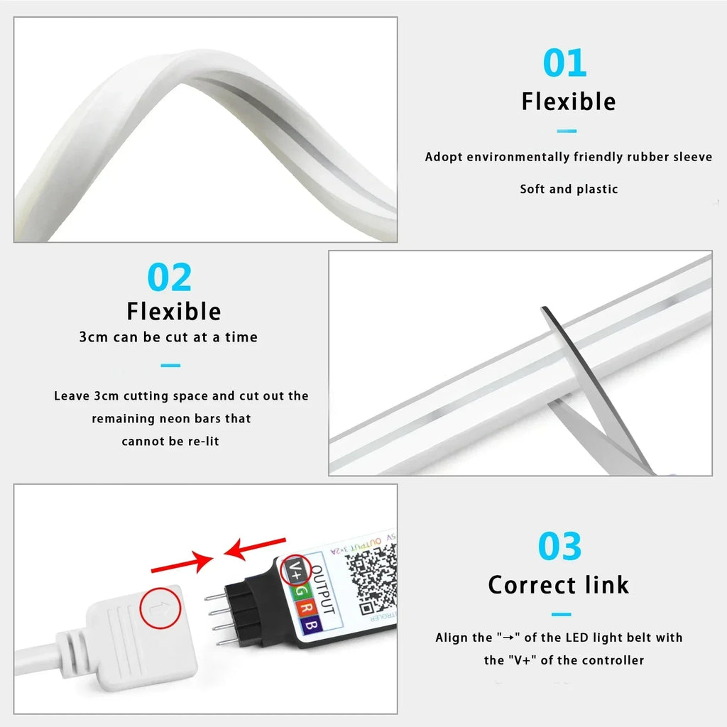 CowLost | light-ropes-strings-product_id-rgb-neon-led-strip-light-usb-waterproof-bluetooth-app-remote-music-sync-for-bedroom-party-holiday |9