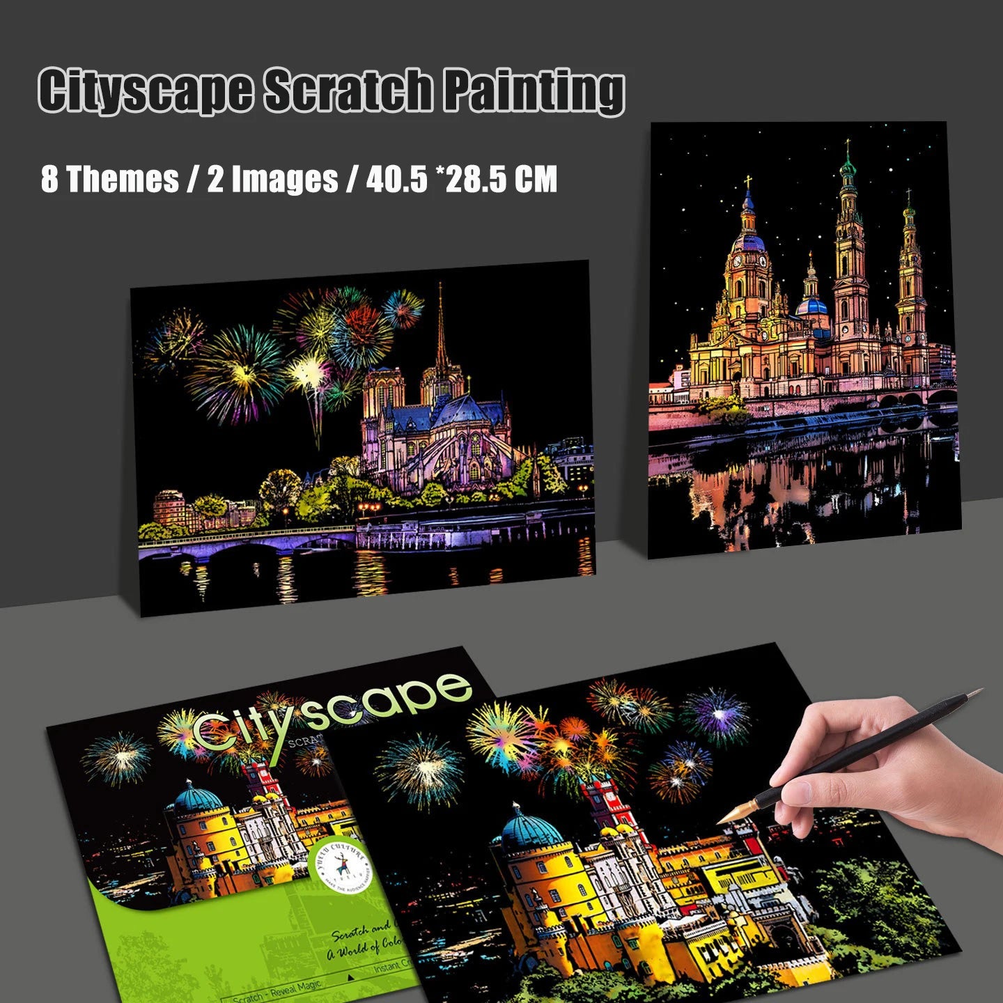 CowLost | product_id-2-pcs-diy-scratch-painting-set-famous-buildings-cityscape-night-view-40-5x28-5-cm |1