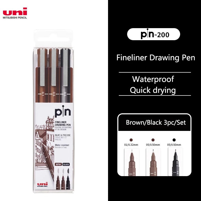 CowLost | 3-6-12pcs-japan-uni-pin-200-hook-drawing-pens-multi-specification-black-needle-pen-manga-design-drawing-stationery-art-supplies-1 |17