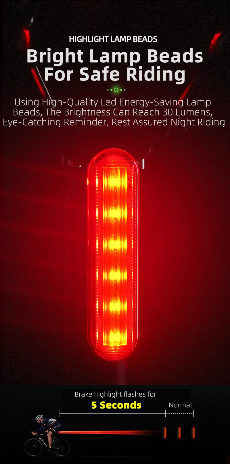 CowLost | west-biking-bike-taillight-laser-brake-sensing-rear-light-ipx5-waterproof-usb-charging-bike-light-mtb-road-bicycle-accessories |8