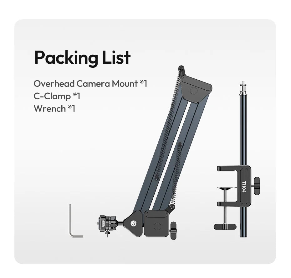CowLost | ulanzi-th04-overhead-camera-mount-microphone-stand-detachable-c-clamp-2kg-load |19