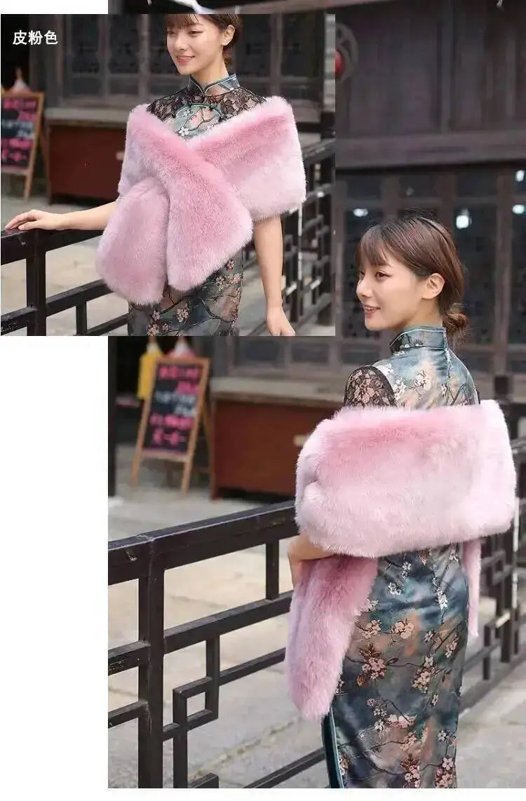 CowLost | 32-colors-165-30cm-women-luxury-warm-faux-fox-fur-shawl-winter-ladies-plush-scarf |23