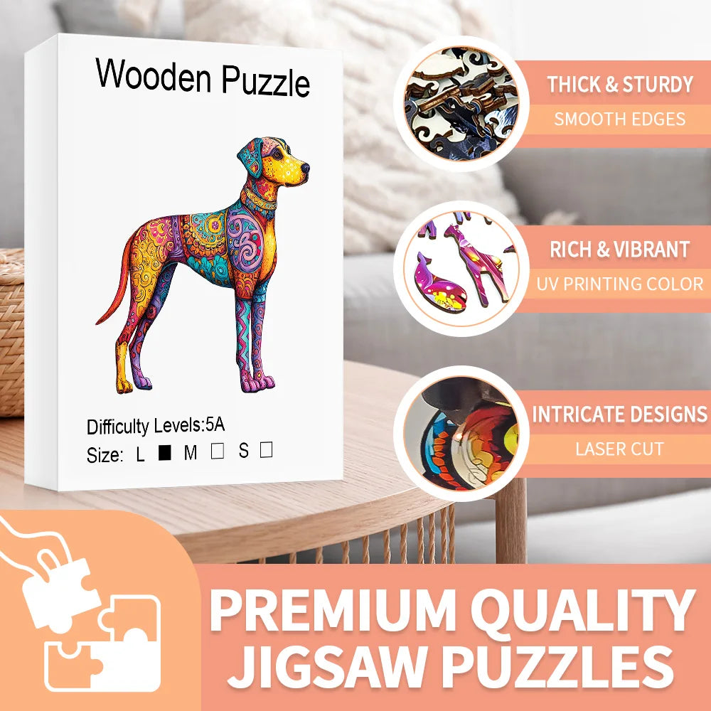 CowLost | product_id-colorful-great-dane-wooden-jigsaw-puzzle-3-sizes-animal-shape-wall-decor |4