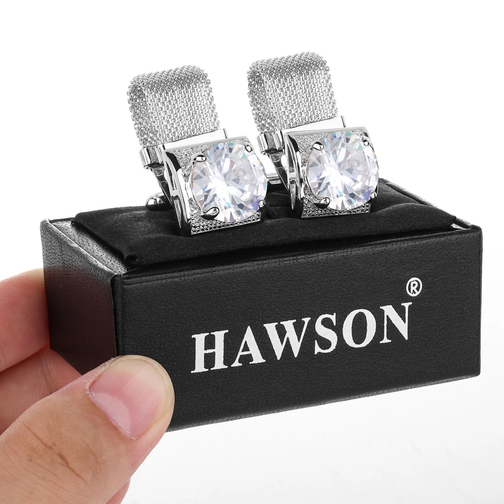 CowLost | clothing-accessories-hawson-mens-silver-birthstone-crystal-cufflinks-luxury |45