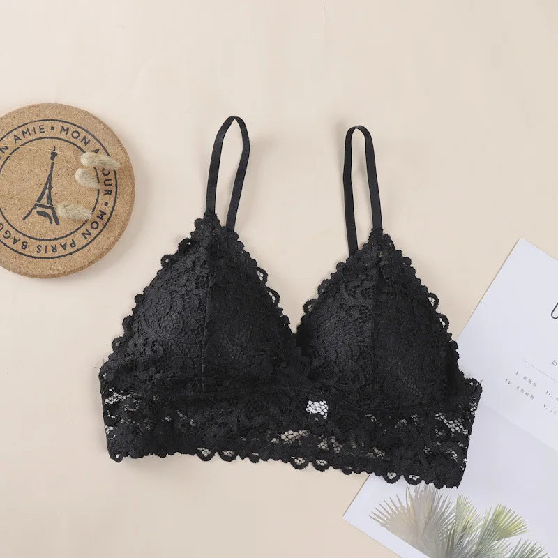 CowLost | product_id-floral-lace-v-neck-padded-non-wire-push-up-bralette-for-women |27