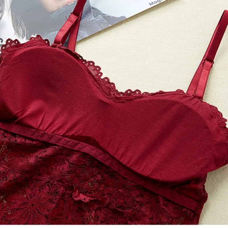 CowLost | product_id-womens-floral-lace-non-wire-bralette-with-adjustable-straps-and-removable-pads |8