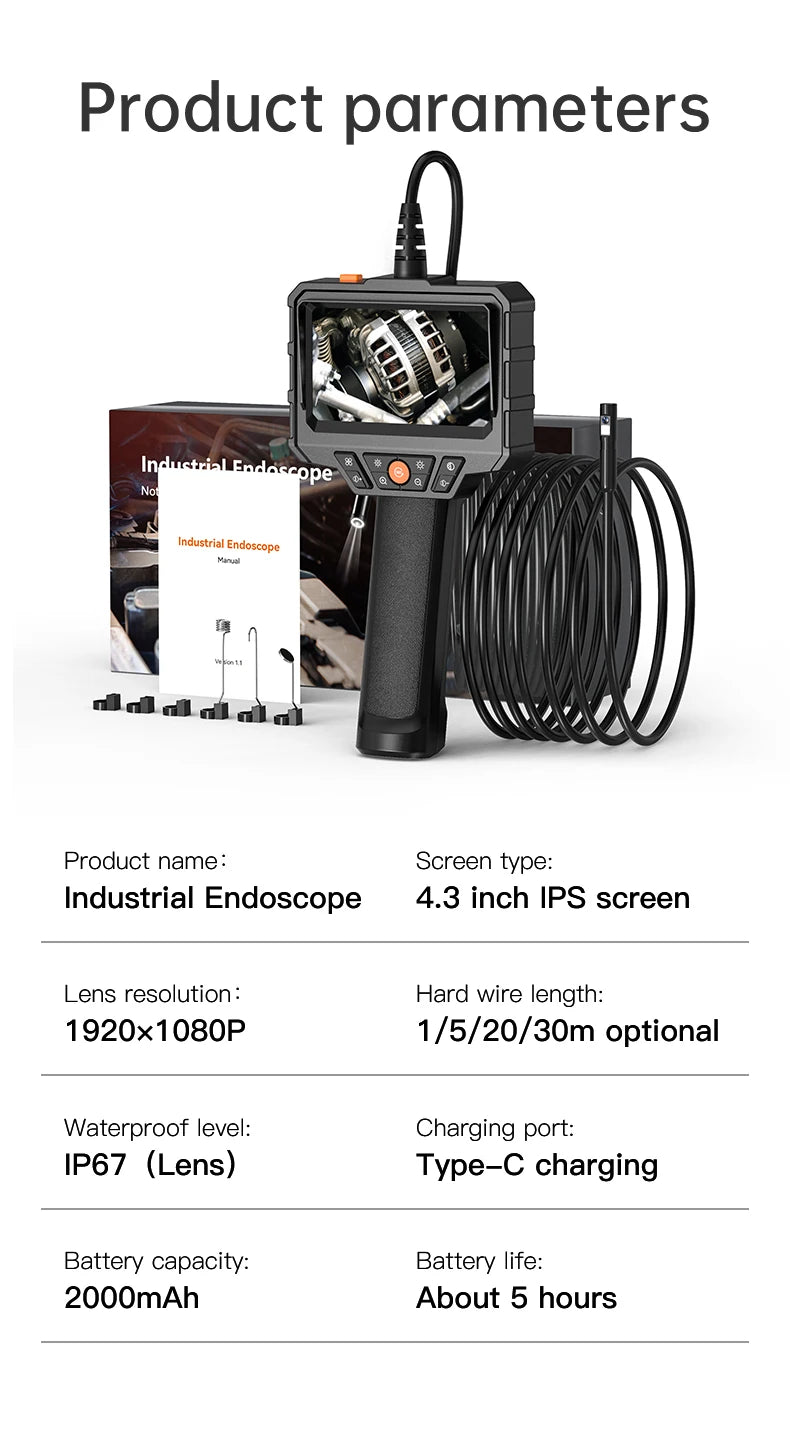 CowLost | 1080p-industrial-endoscope-single-dual-lens-automotive-borescope-4-3-inch-ip67-drain-pipe-channel-inspection-camera-for-pipe-car |16