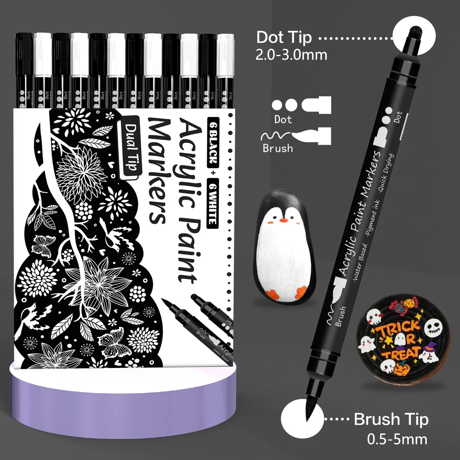 CowLost | markers-product_id-black-white-acrylic-paint-marker-pen-set-12-pcs-brush-fine-dot-tip-for-paper-rock-wood-metal-plastic |4