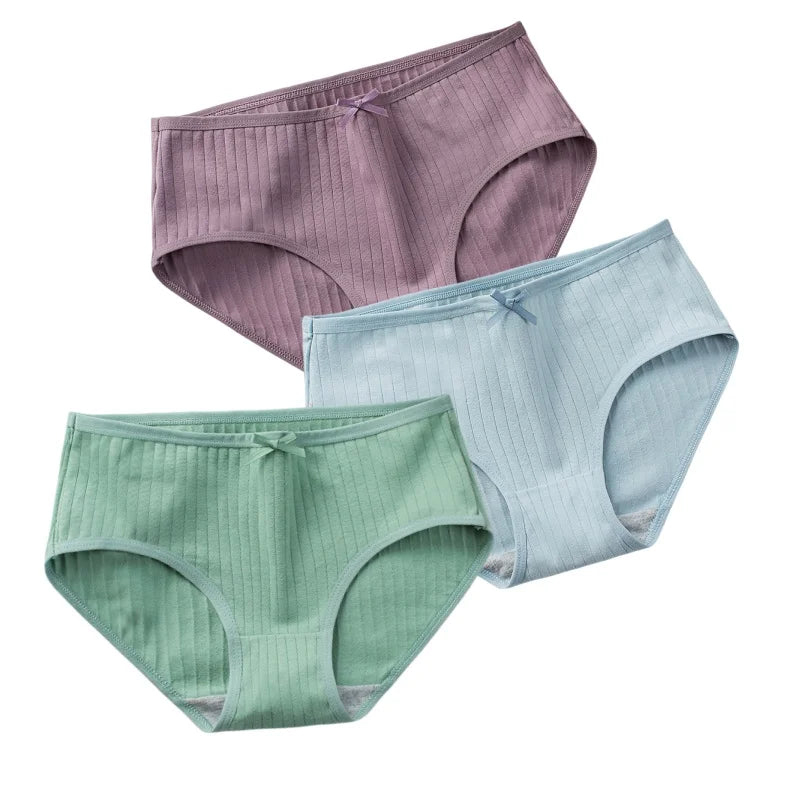 CowLost | product_id-3pcs-women-low-waist-solid-briefs-breathable-cotton-panties |33