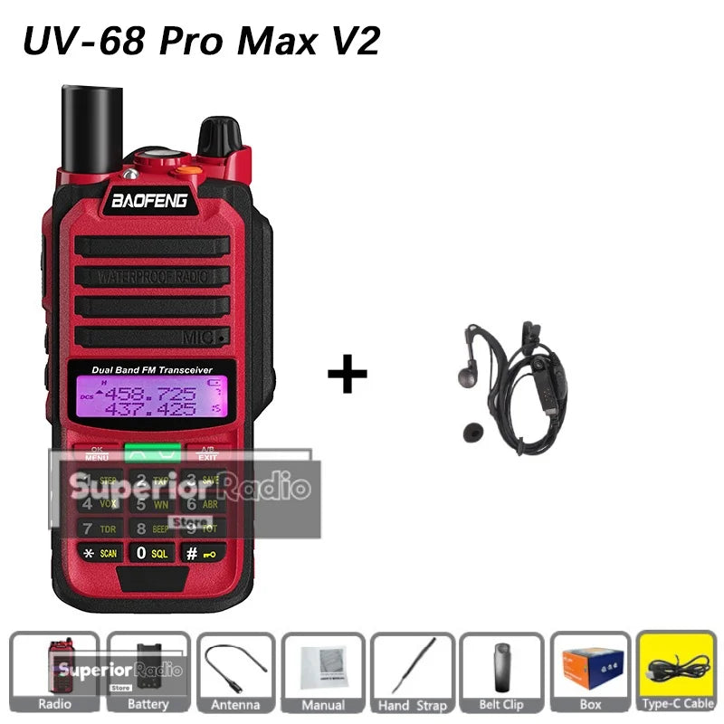 CowLost | mobile-phone-cases-baofeng-uv-68-pro-max-v2-walkie-talkie-ip67-waterproof-usb-c-charger-long-range-fm-radio-128-channels |22