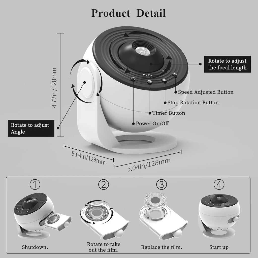 13-in-1 Starry Sky 4K HD Galaxy Planetarium Projector with Timer and Nebula Night Light