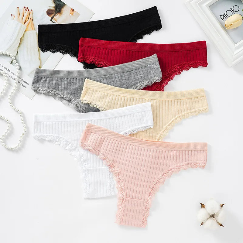 CowLost | product_id-women-cotton-low-waist-brazilian-lace-g-string-panties-t-back-m-xl |1