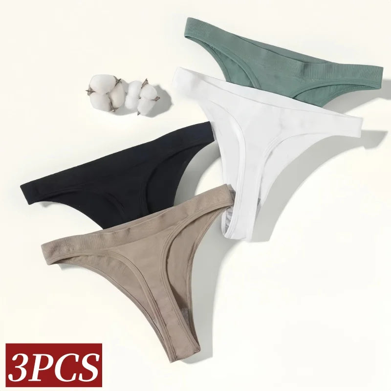 CowLost | product_id-3pcs-women-high-rise-seamless-brazilian-g-string-thong-panties-m-xl |2