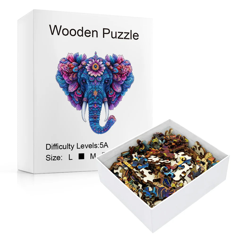 CowLost | product_id-floral-elephant-wooden-jigsaw-puzzle-with-unique-pieces |2