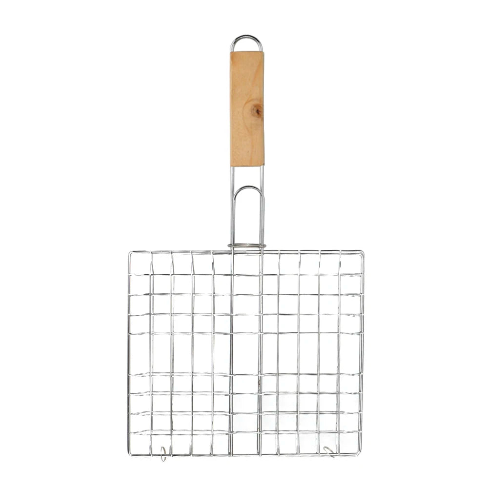 CowLost | product_id-foldable-bbq-grill-mat-with-wooden-handle-and-stainless-steel-meat-clip-holder-mesh-basket |5