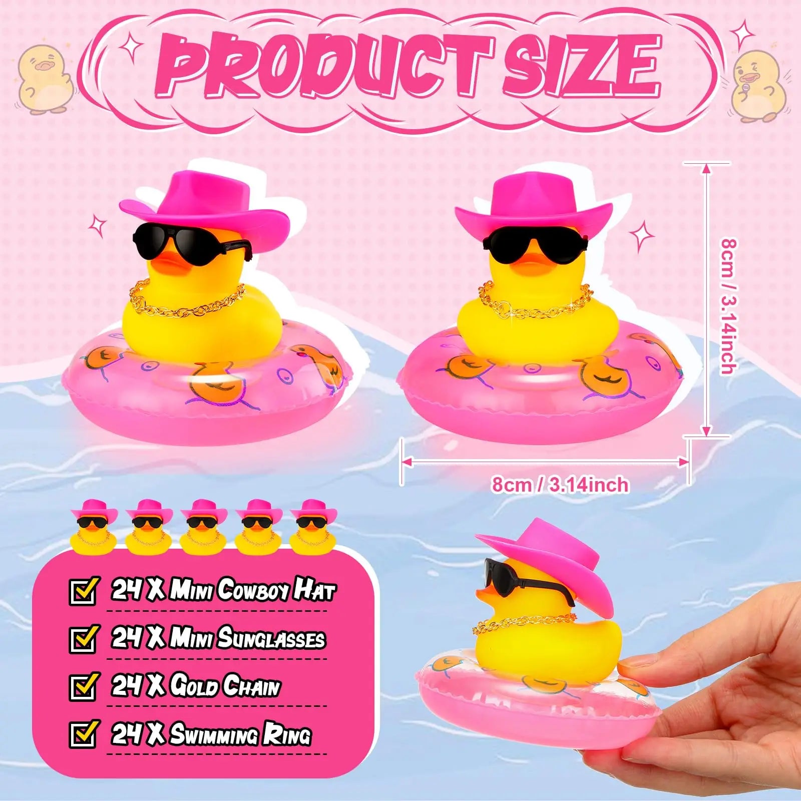 CowLost | product_id-24-pack-summer-rubber-duck-car-dashboard-decorations-with-mini-hat-and-swim-ring |2