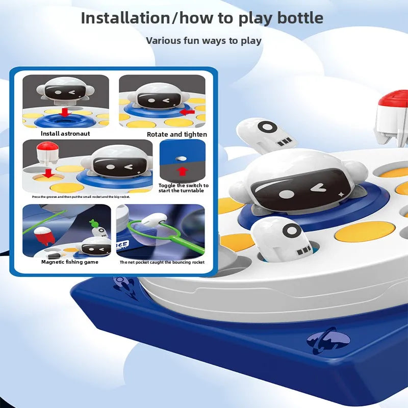 Rocket Launching Rotary Table Airship Catapult Bouncing Turntable Training Toy Gift