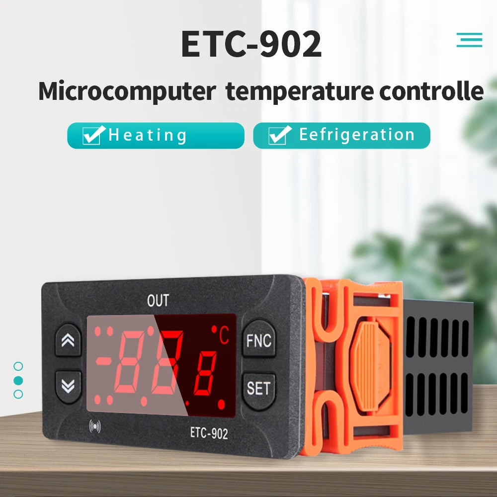 ETC-902 Digital Temperature Controller Thermostat Thermoregulator Incubator Relay LED 16A Heating Cooling 12V-24V AC 110V-220V