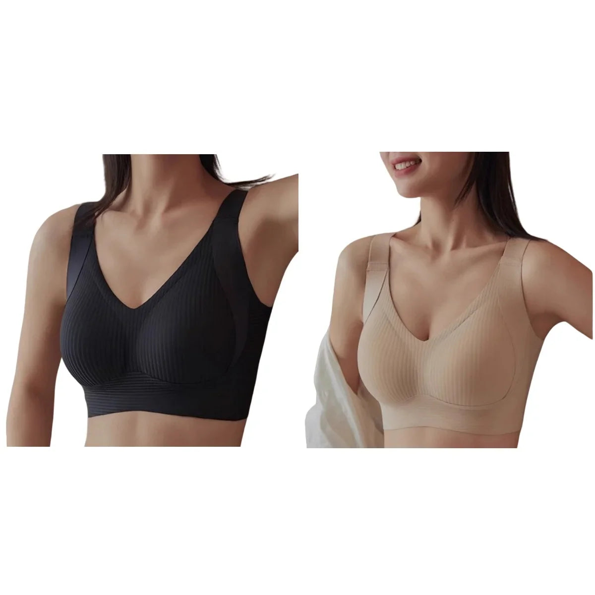 CowLost | product_id-2-pack-wireless-seamless-v-neck-push-up-bras-for-women-m-4xl |14