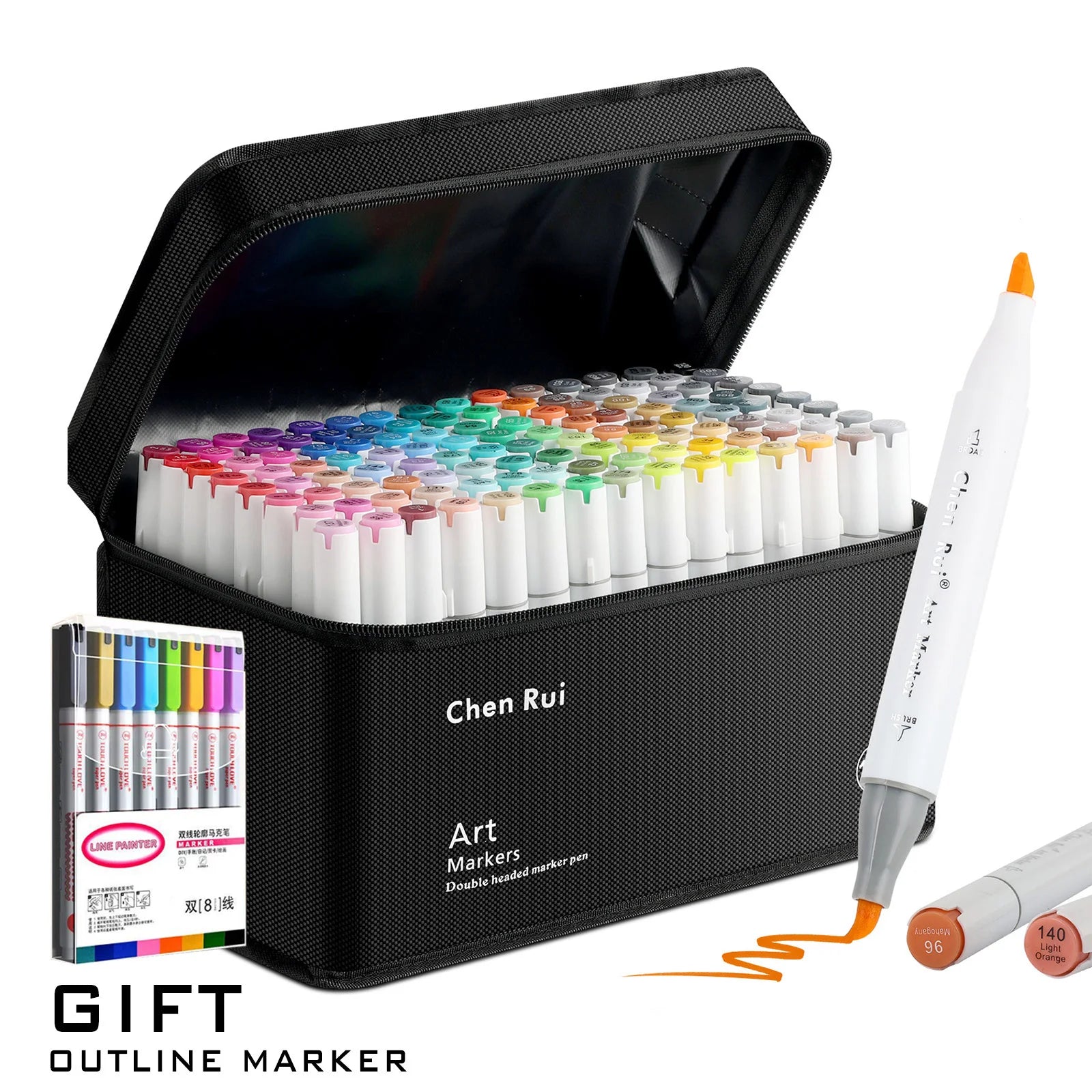 CowLost | product_id-120-color-dual-tip-brush-chisel-permanent-marker-set-with-base-outline-markers-and-refillable-pens |1