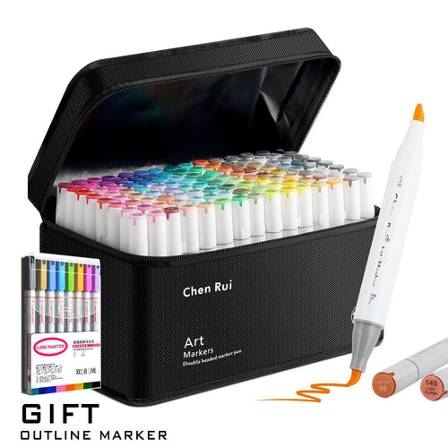 CowLost | product_id-120-color-dual-tip-brush-chisel-permanent-marker-set-with-base-outline-markers-and-refillable-pens |1
