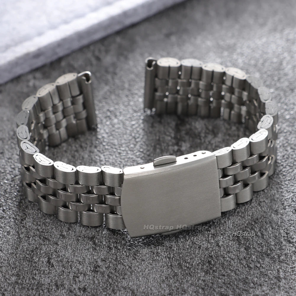 Universal Stainless Steel Jubilee Strap 18mm-22mm Folding Buckle Watchband for Seiko Unisex
