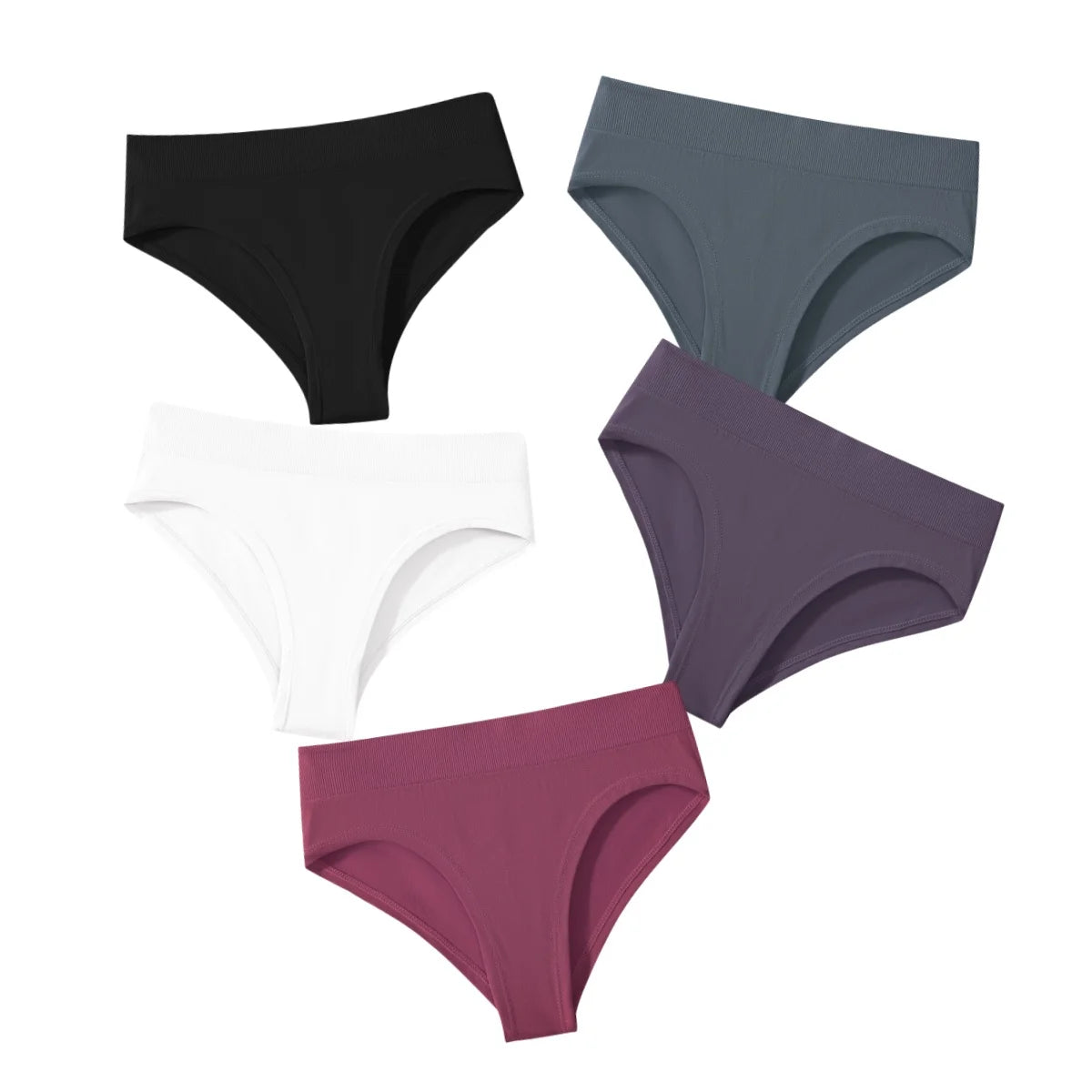CowLost | product_id-5pcs-high-rise-seamless-womens-solid-color-briefs-s-xxxl |11