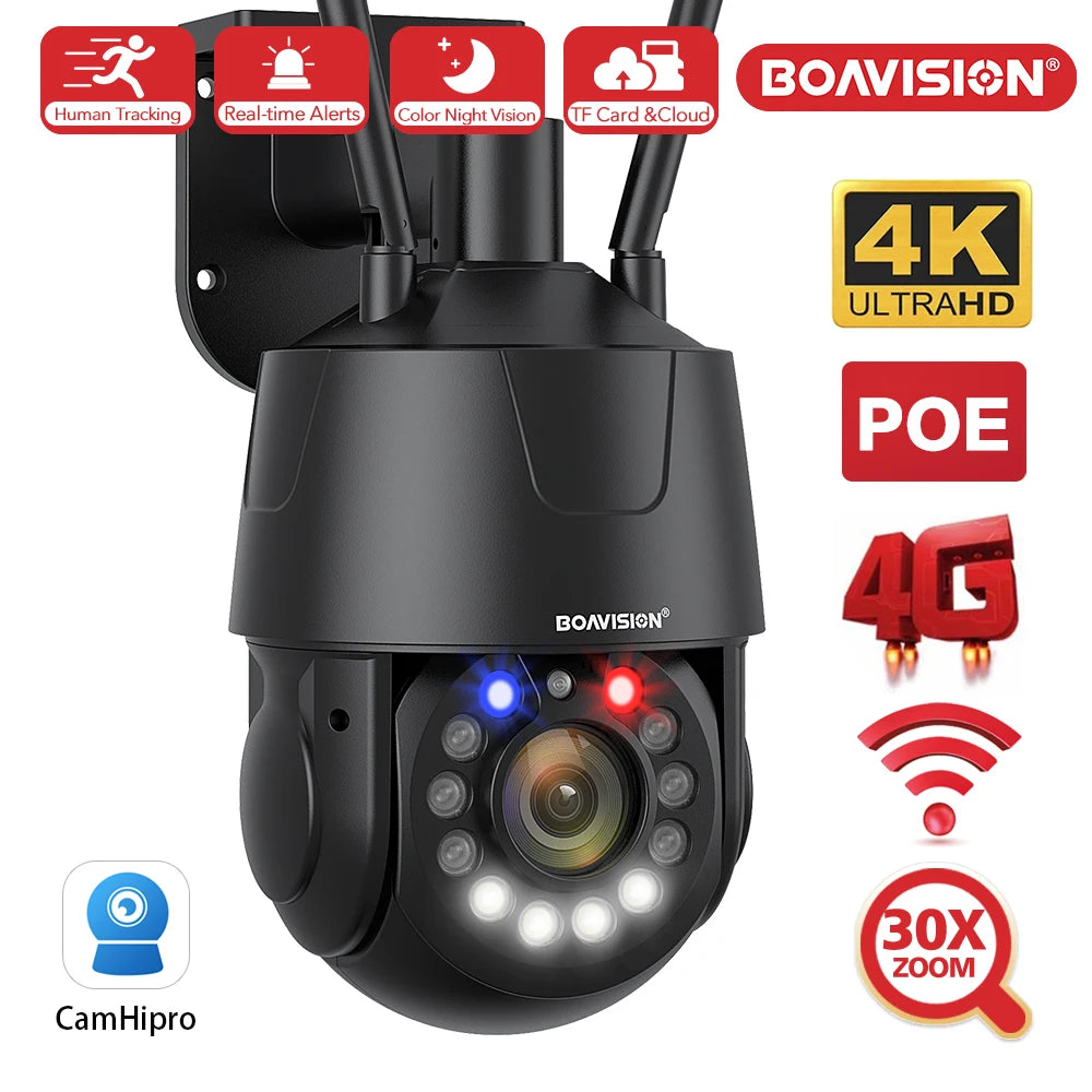 CowLost | outdoor-surveillance-camera-wifi-4g-poe-8mp-5mp-30x-optical-zoom-ai-auto-tracking-150m-ir-distance-metal-ptz-security-camera |1