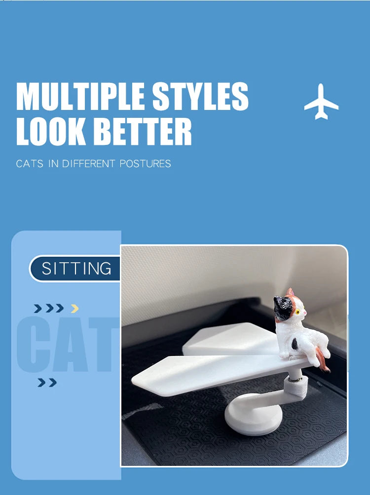 CowLost | inertial-swing-plastic-paper-airplane-move-cute-cat-kitty-wag-plane-sway-car-ornament-dashboard-decorations-cool-fun-accessories |12
