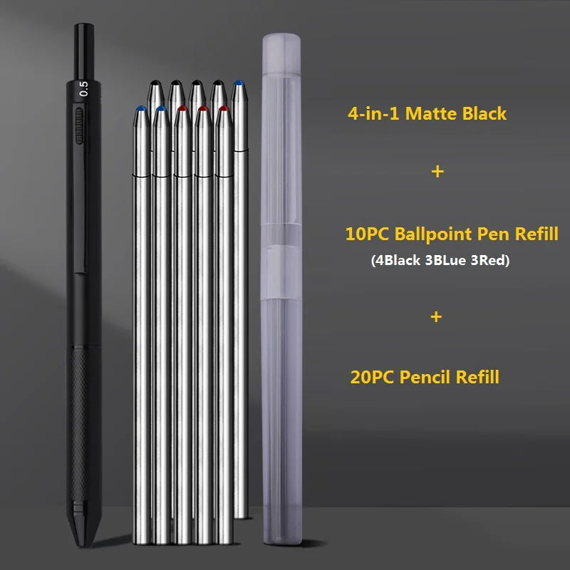 CowLost | product_id-metal-4-in-1-gravity-gel-pen-0-7mm-black-red-blue-mechanical-pencil-press-type-quick-dry-ballpoint |12