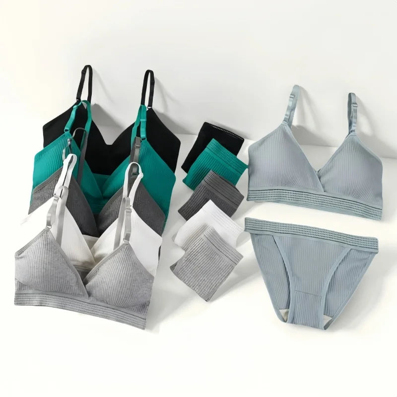 CowLost | product_id-women-s-wire-free-v-neck-push-up-bra-and-low-rise-brief-set |1