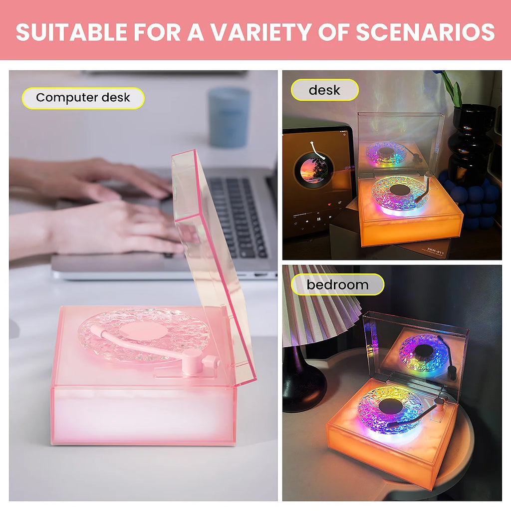 Water Ripple Bluetooth Speaker with Night Light and Three Playback Modes for Bedroom