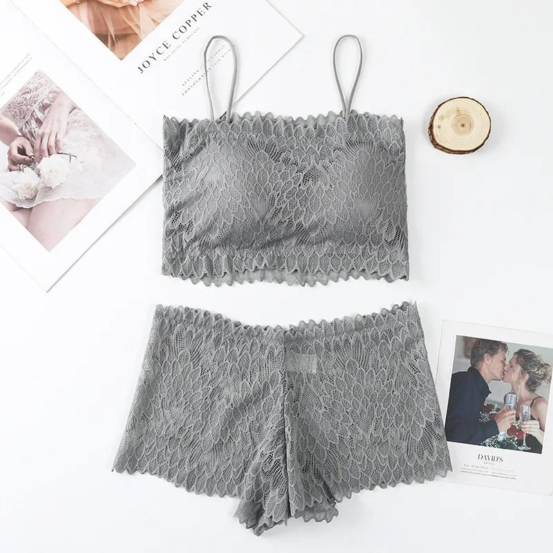 CowLost | product_id-women-s-lace-wireless-padded-tube-bra-low-rise-panty-set |18
