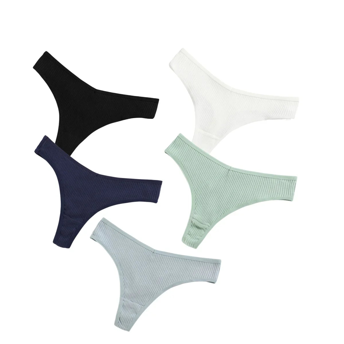 CowLost | product_id-5pcs-womens-cotton-low-rise-v-shape-g-string-thongs-solid-colors-m-xxl |20