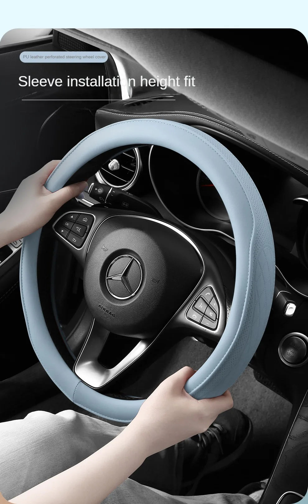 CowLost | napa-leather-perforated-patchwork-car-steering-wheel-cover |5
