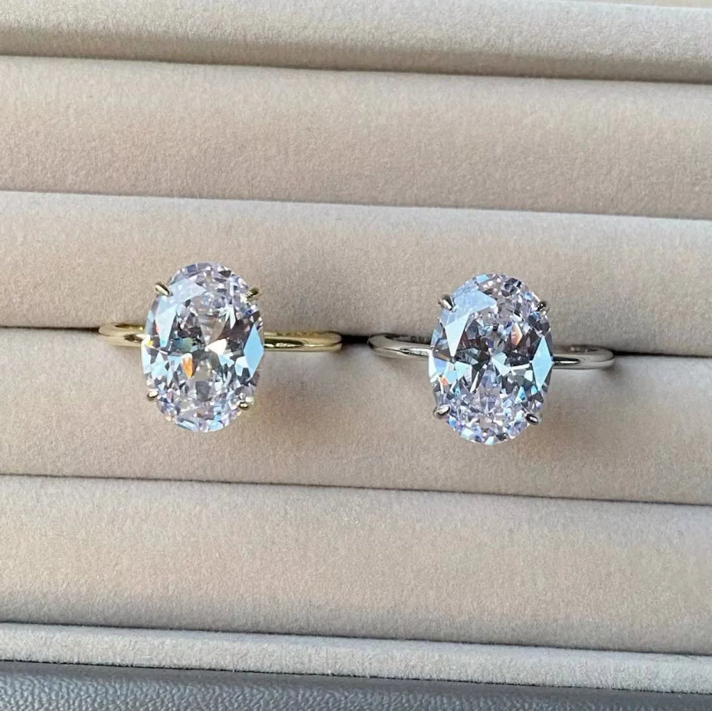 Gold Plated Oval Cubic Zirconia Women's Wedding Engagement Ring Sizes 5-10