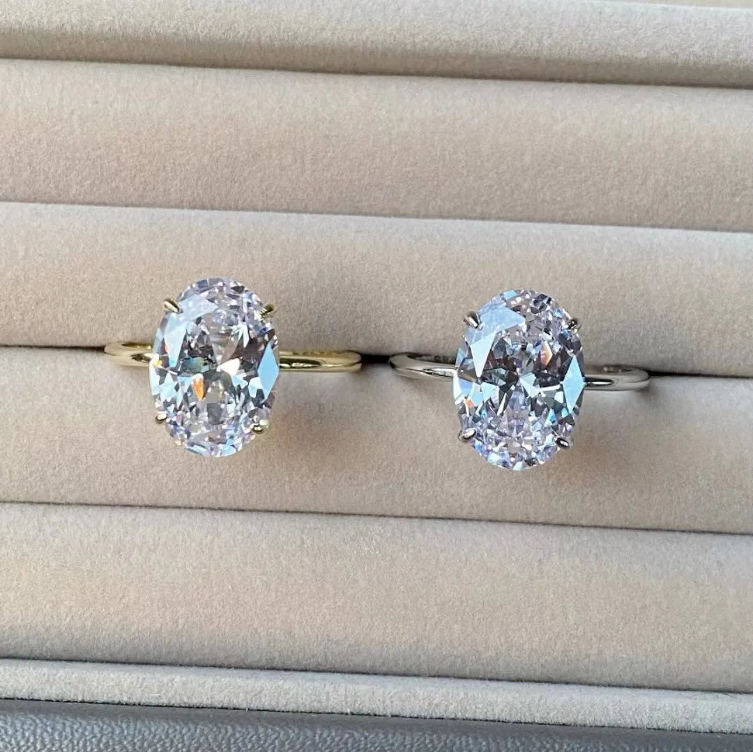 Gold Plated Oval Cubic Zirconia Women's Wedding Engagement Ring Sizes 5-10