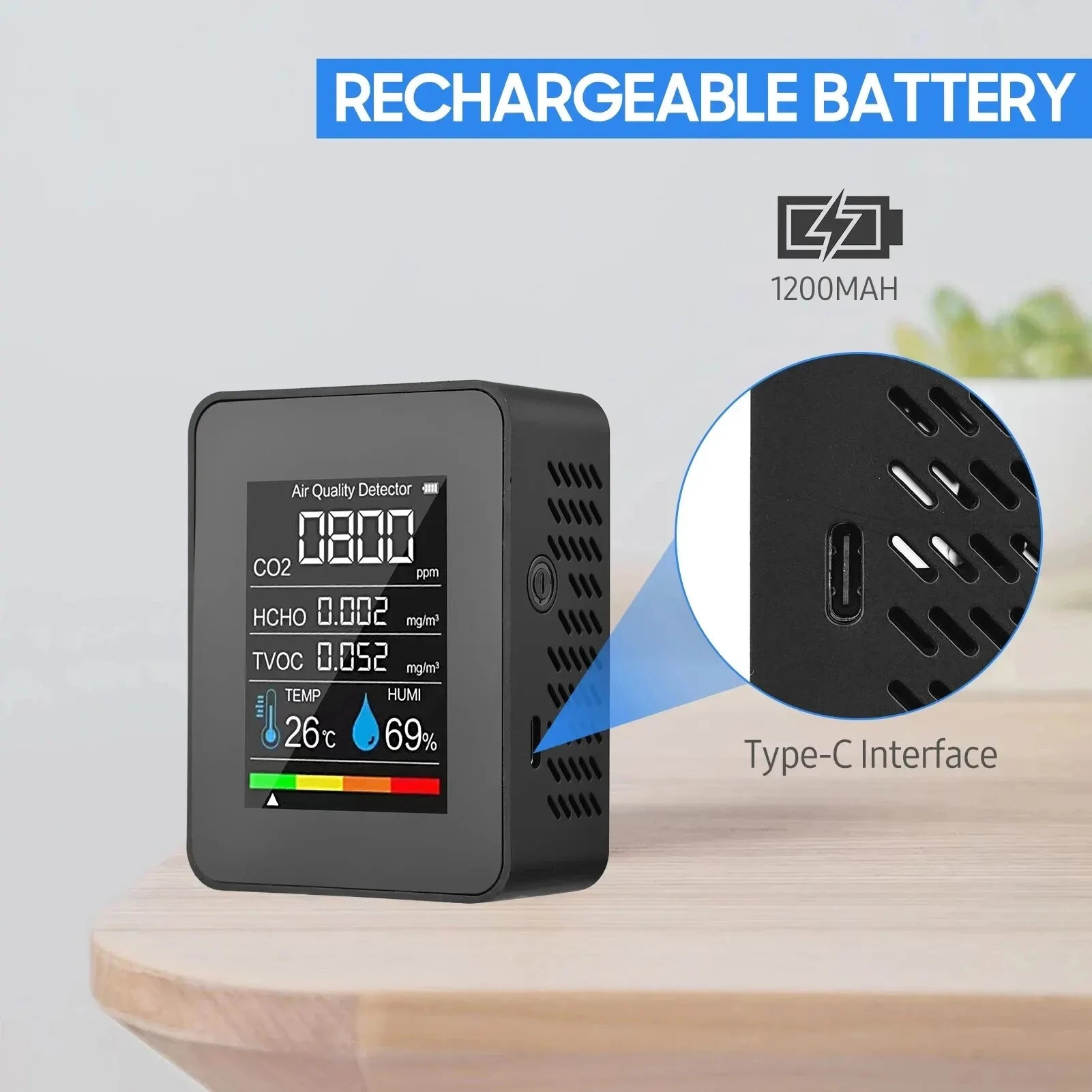 CowLost | homefish-5in1-temperature-humidity-tester-co2-meter-digital-carbon-dioxide-tvoc-hcho-detector-air-quality-monitor |8
