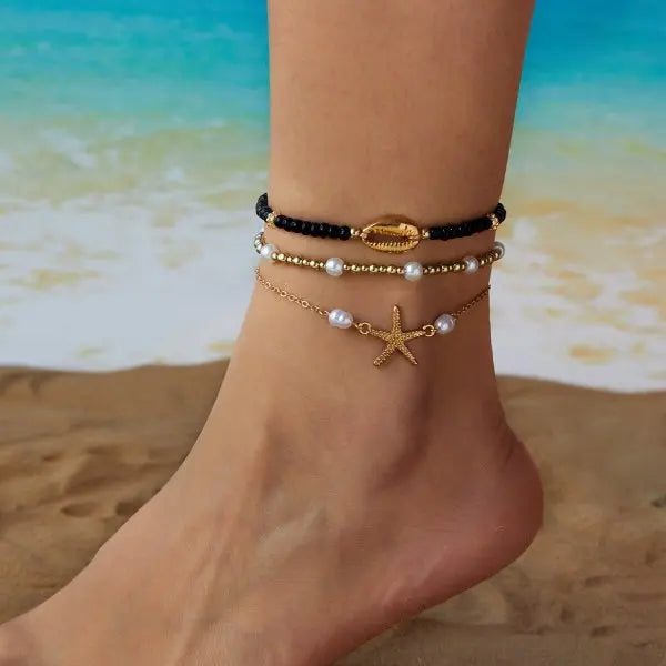 CowLost | elegant-daisy-flower-anklets-for-women-bohemian-blue-turkish-eyes-elephant-metal-chain-ankle-bracelet-summer-beach-foot-jewelry |24