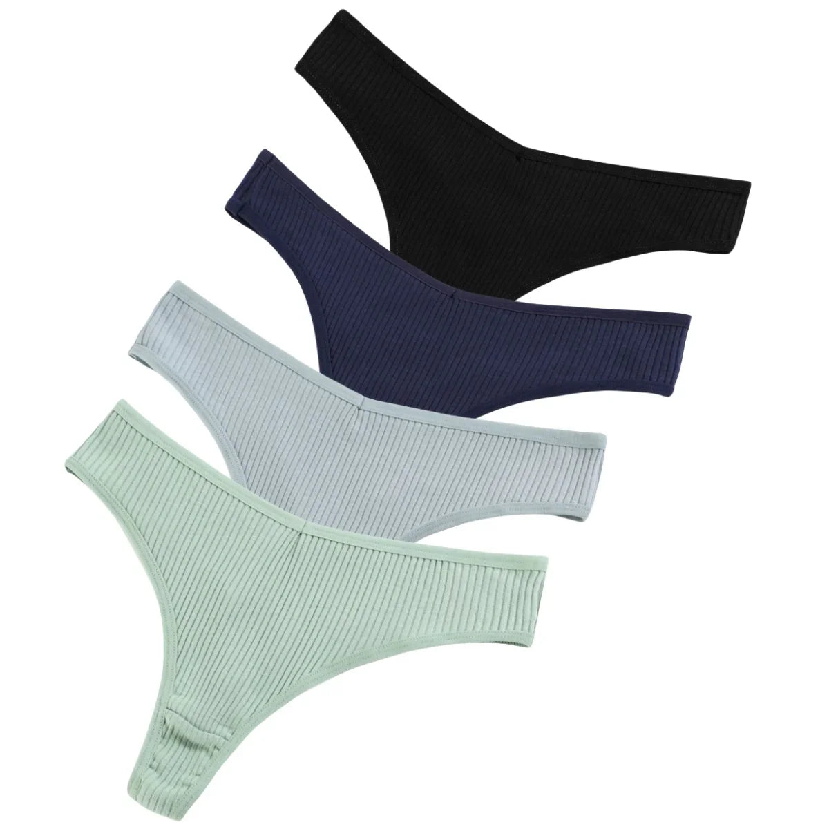 CowLost | product_id-4pcs-women-cotton-low-rise-solid-color-v-waist-g-string-thongs-m-xxl |22