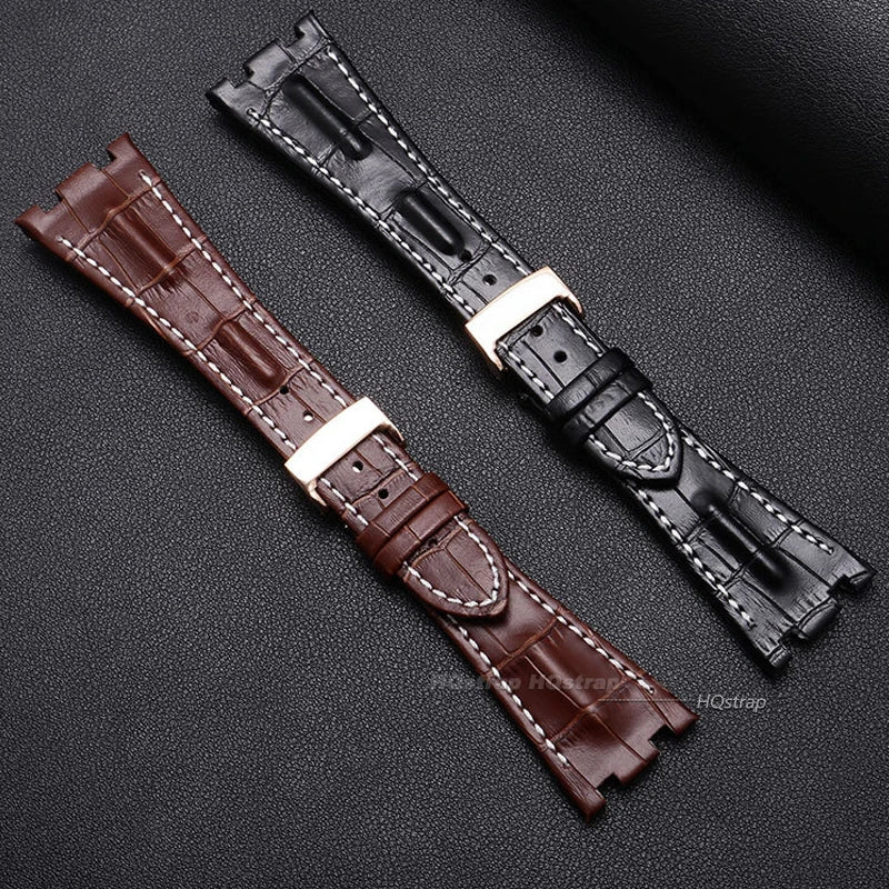 CowLost | bracelets-product_id-28mm-genuine-leather-watch-strap-for-ap-royal-oak-offshore-26470-15703-15710-15706-waterproof-wristband |9