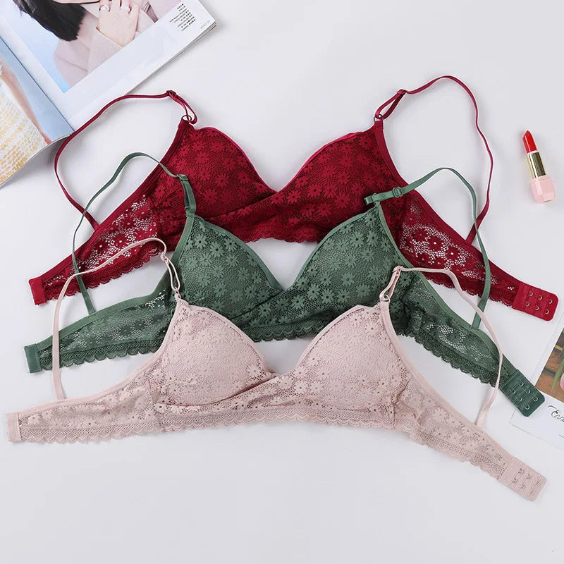 CowLost | product_id-floral-lace-v-neck-padded-non-wire-push-up-bralette-for-women |15