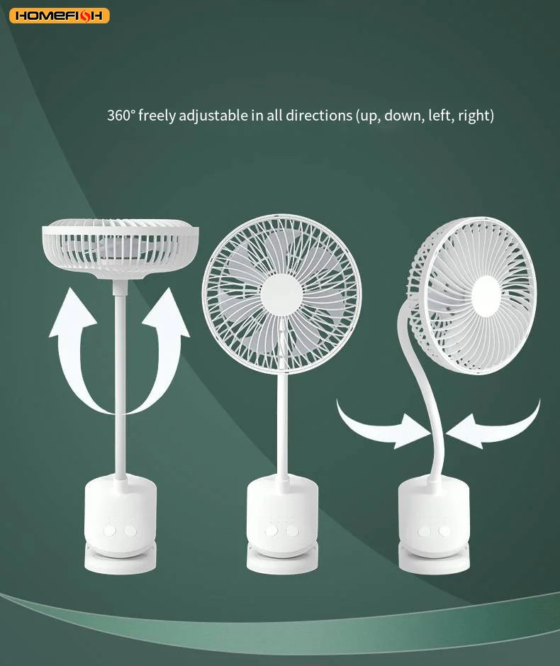 CowLost | product_id-homefish-3600mah-portable-clip-fan-4-gears-quiet-720-rotatable-battery-fan |9