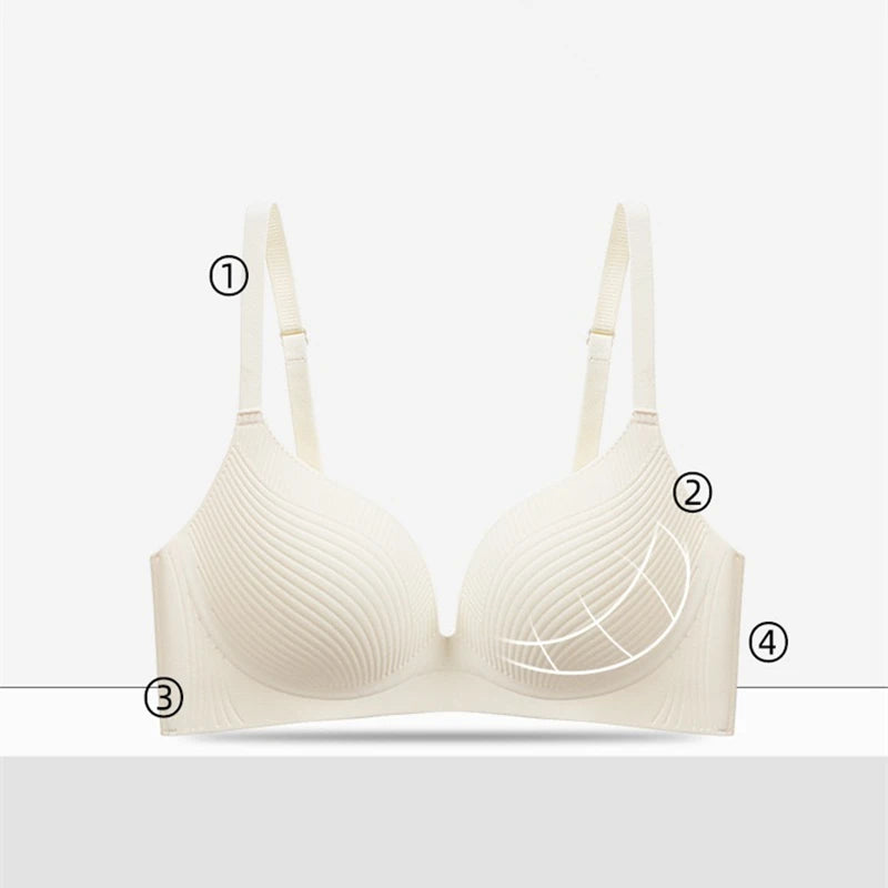 CowLost | shell-markless-underwear-for-women-with-large-breasts-showing-small-breasts-gathered-comfort-solid-color-bra-without-steel-rings |3