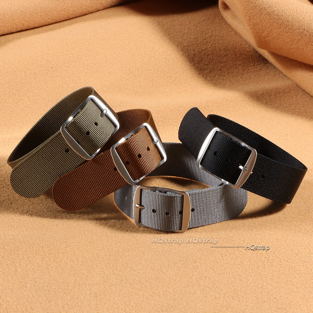HQstrap 20mm Nylon Watch Strap Universal Brown Green Black Military Sport Band Replacement