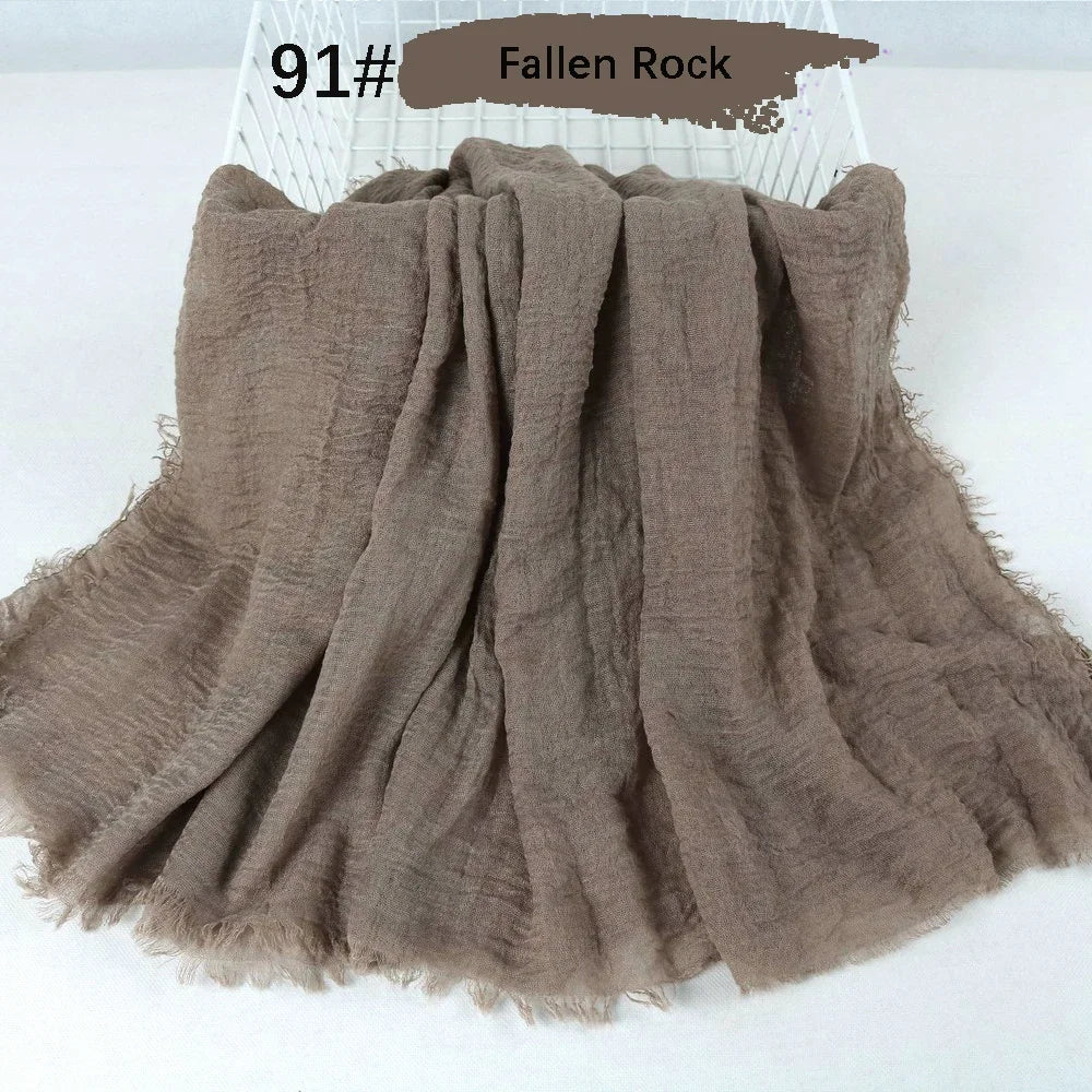 180X90CM Muslim Women Crinkle Hijab Soft Cotton Scarf