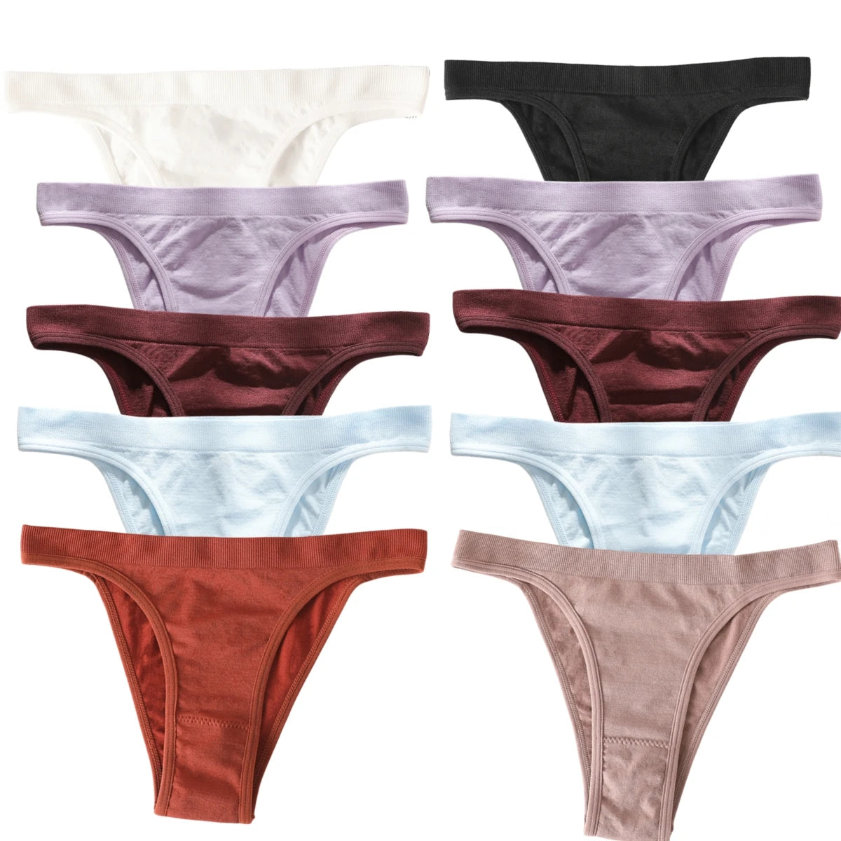 CowLost | product_id-10pcs-womens-seamless-ribbed-high-leg-sports-thong-underwear-set |29